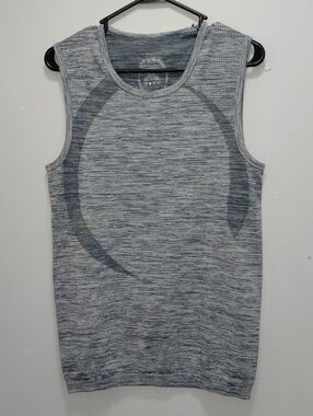 Ohmme Men's Blue Seamless Chandra Sleeveless Athletic Shirt